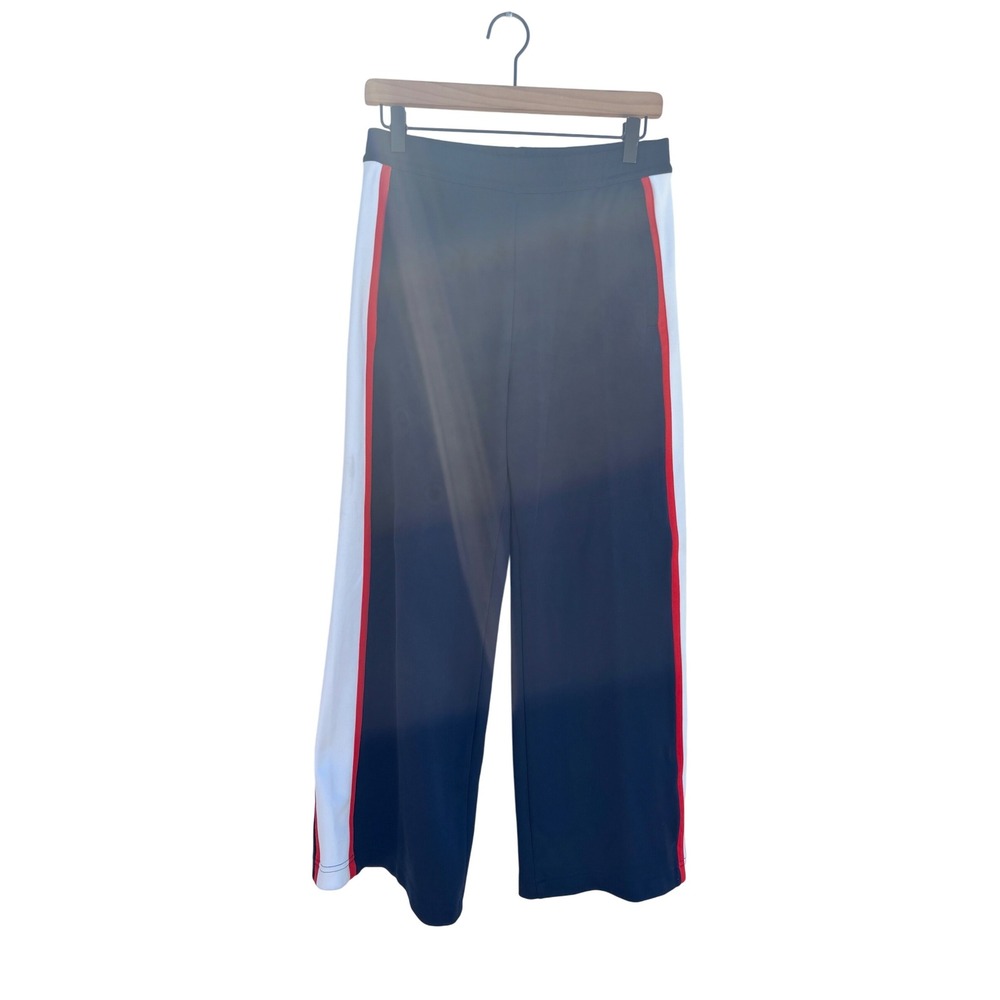 Tory Sport‎ Wide Leg Track Pants Navy Blue Red White Side Stripe Women's Medium